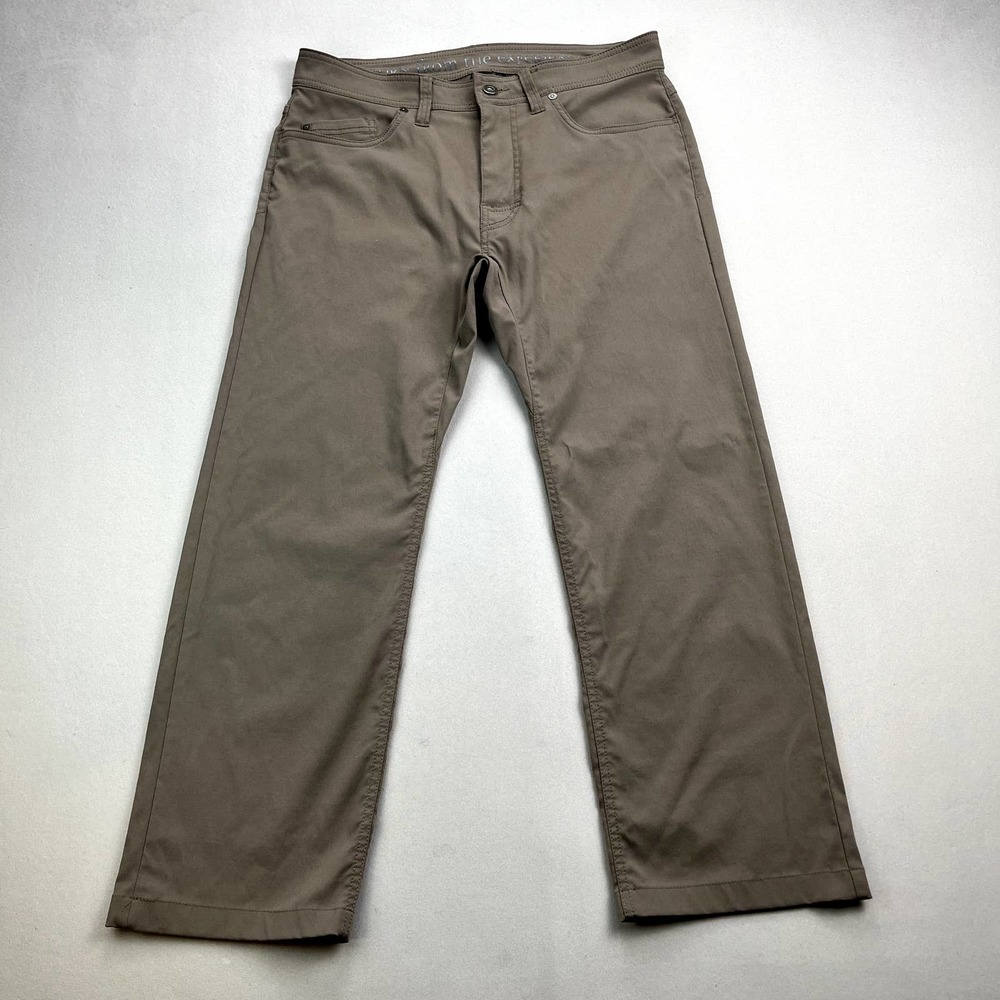 prAna Pants Mens 32 Brown Chino Slim Fit Straight Leg Stretch Outdoor Hiking